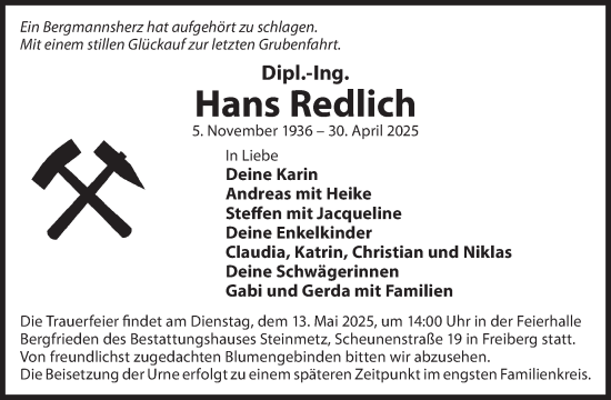 Traueranzeige von Hans Redlich von WochenKurier