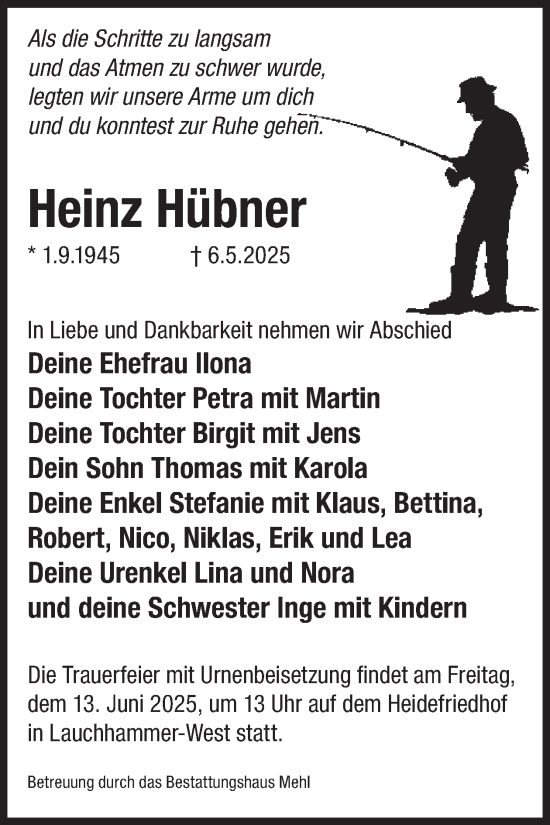 Traueranzeige von Heinz Hübner von WochenKurier