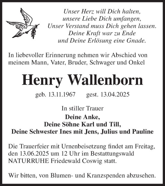 Traueranzeige von Henry Wallenborn von WochenKurier