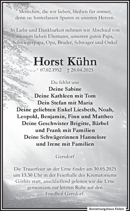 Traueranzeige von Horst Kühn von WochenKurier
