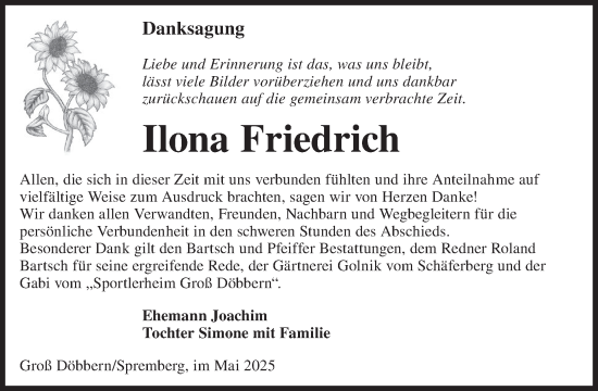 Traueranzeige von Ilona Friedrich von WochenKurier