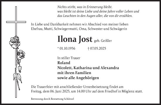 Traueranzeige von Ilona Jost von WochenKurier
