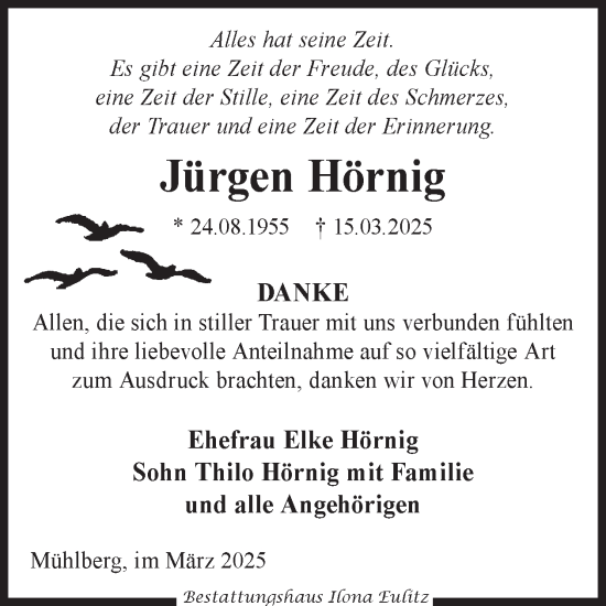 Traueranzeige von Jürgen Hörnig von WochenKurier
