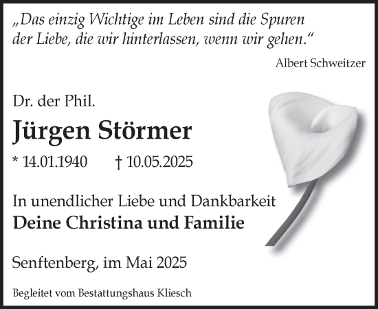 Traueranzeige von Jürgen Störmer von WochenKurier