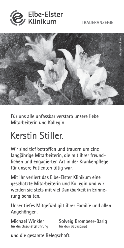 Traueranzeige von Kerstin Stiller von WochenKurier