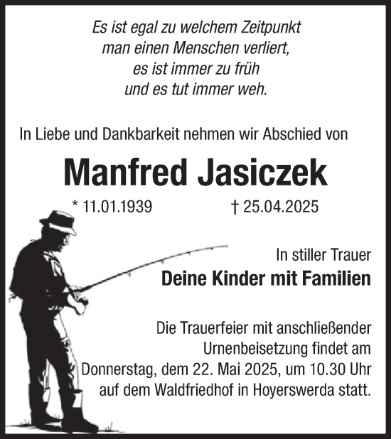 Traueranzeige von Manfred Jasiczek von WochenKurier