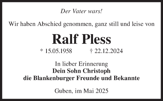 Traueranzeige von Ralf Pless von WochenKurier