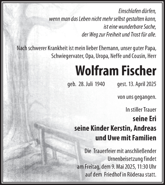 Traueranzeige von Wolfram Fischer von WochenKurier