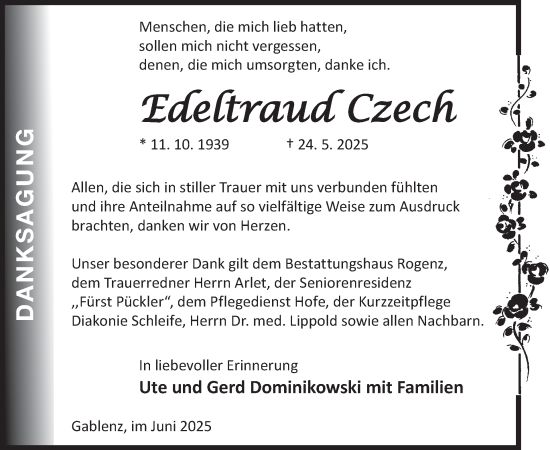 Traueranzeige von Edeltraud Czech von WochenKurier