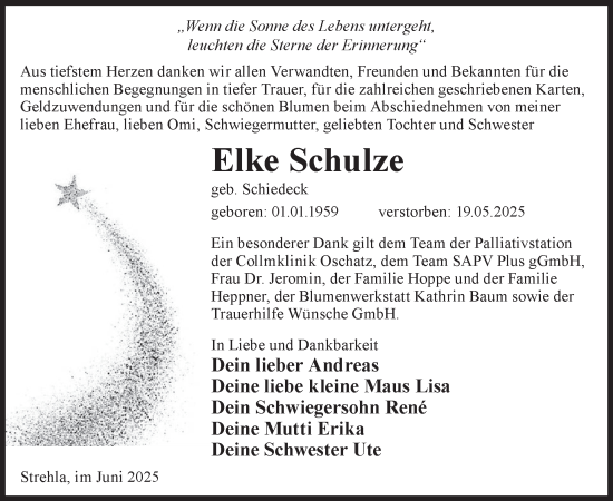 Traueranzeige von Elke Schulze von WochenKurier