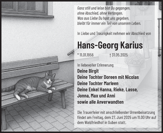 Traueranzeige von Hans-Georg Karius von WochenKurier