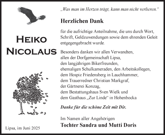 Traueranzeige von Heiko Nicolaus von WochenKurier