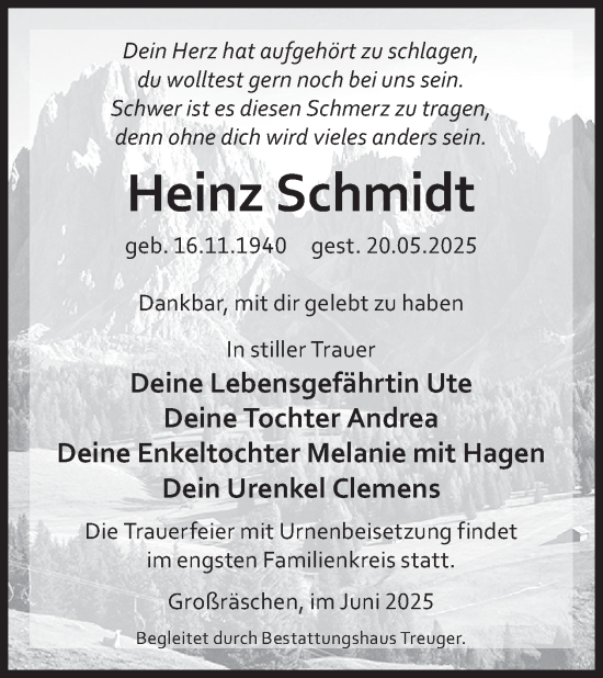 Traueranzeige von Heinz Schmidt von WochenKurier