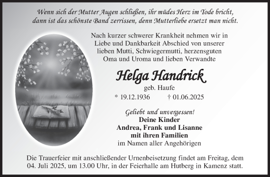 Traueranzeige von Helga Handrick von WochenKurier