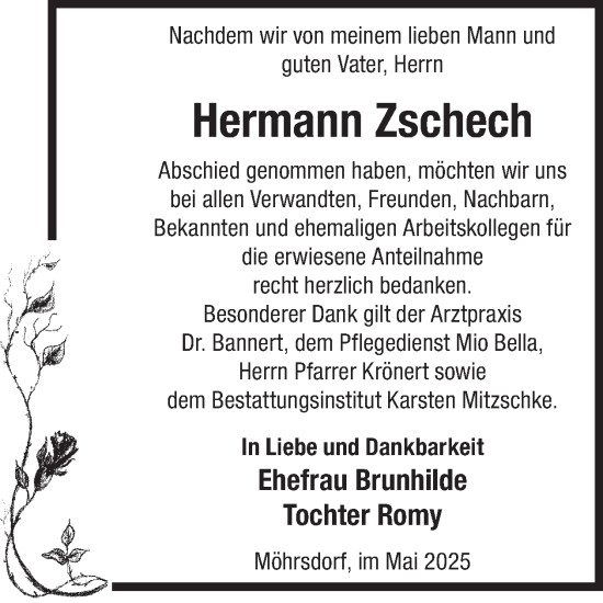 Traueranzeige von Hermann Zschech von WochenKurier