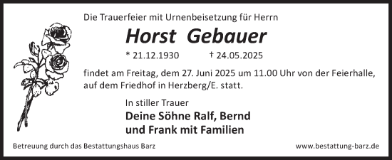 Traueranzeige von Horst Gebauer von WochenKurier