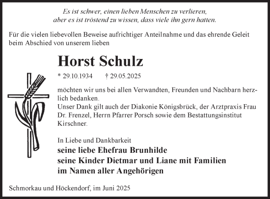 Traueranzeige von Horst Schulz von WochenKurier