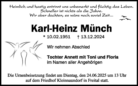 Traueranzeige von Karl-Heinz Münch von WochenKurier