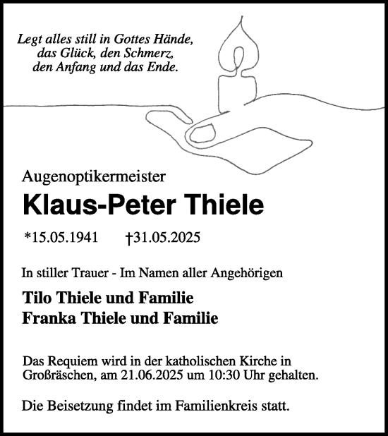 Traueranzeige von Klaus-Peter Thiele von WochenKurier