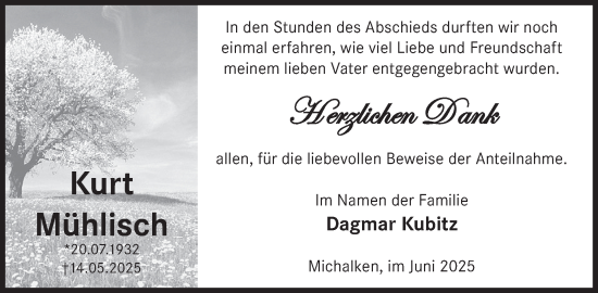 Traueranzeige von Kurt Mühlisch von WochenKurier