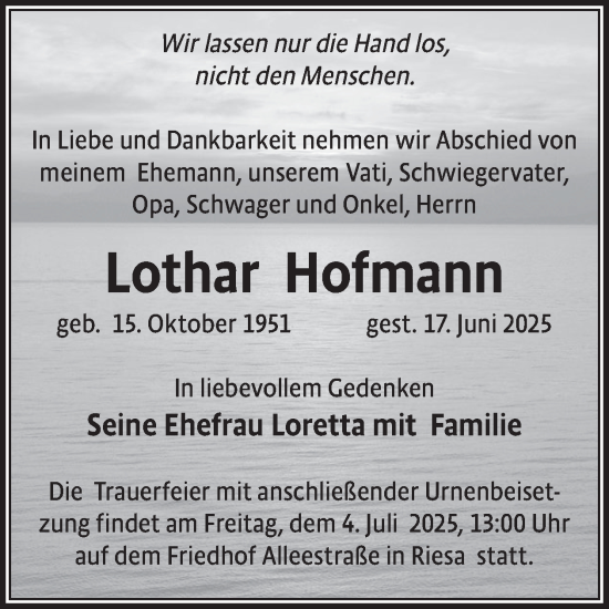 Traueranzeige von Lothar Hofmann von WochenKurier