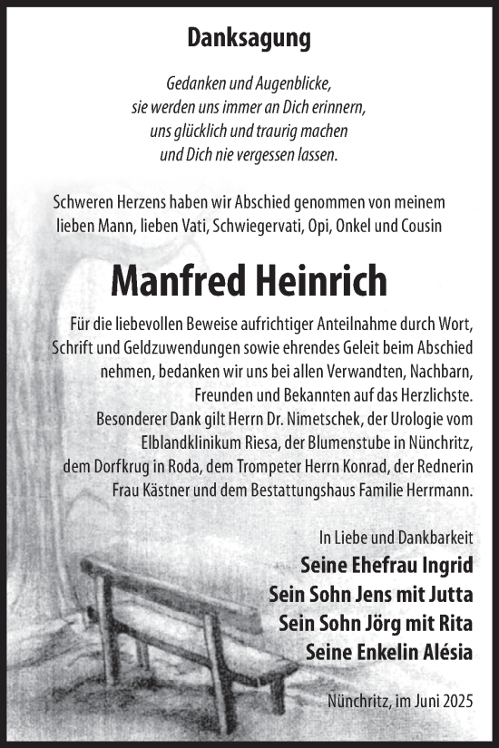 Traueranzeige von Manfred Heinrich von WochenKurier