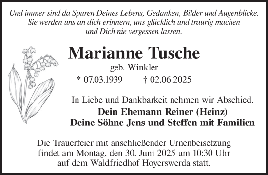 Traueranzeige von Marianne Tusche von WochenKurier