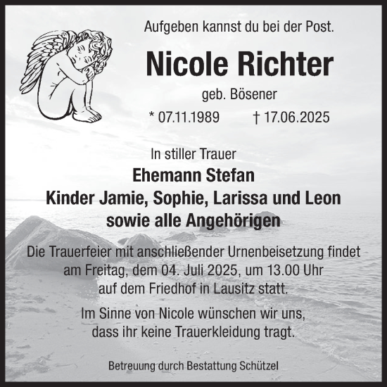 Traueranzeige von Nicole Richter von WochenKurier
