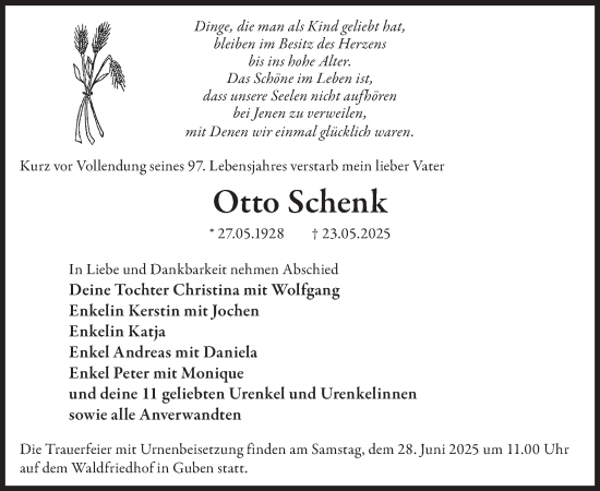 Traueranzeige von Otto Schenk von WochenKurier
