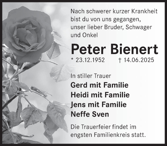 Traueranzeige von Peter Bienert von WochenKurier
