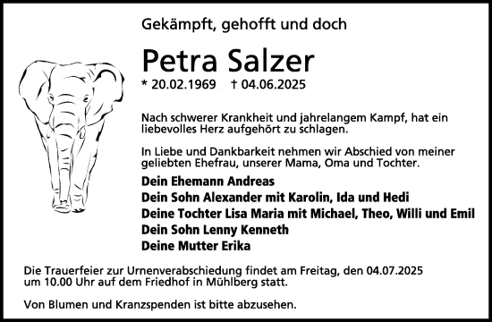 Traueranzeige von Petra Salzer von WochenKurier