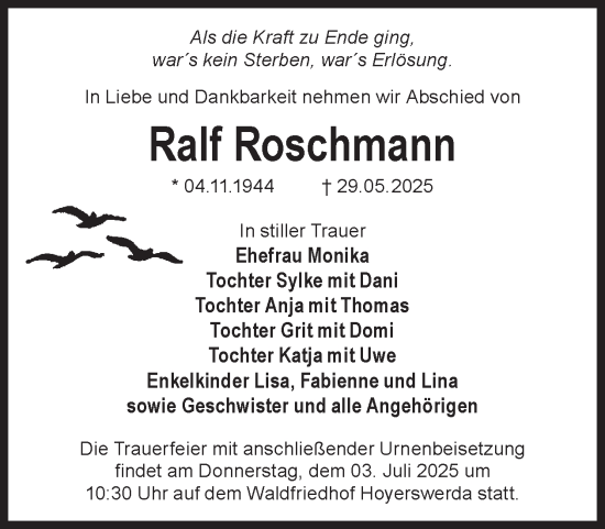 Traueranzeige von Ralf Roschmann von WochenKurier