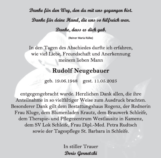 Traueranzeige von Rudolf Neugebauer von WochenKurier