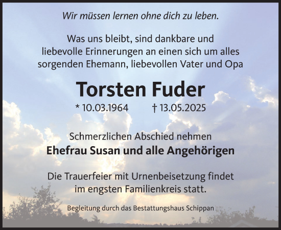 Traueranzeige von Torsten Fuder von WochenKurier