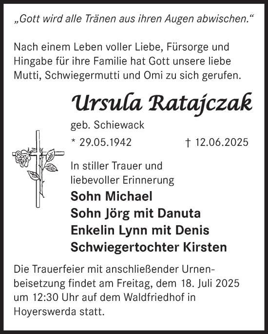 Traueranzeige von Ursula Ratajczak von WochenKurier