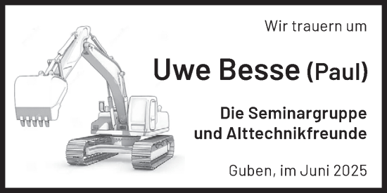 Traueranzeige von Uwe Besse von WochenKurier