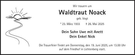 Traueranzeige von Waldtraut Noack von WochenKurier