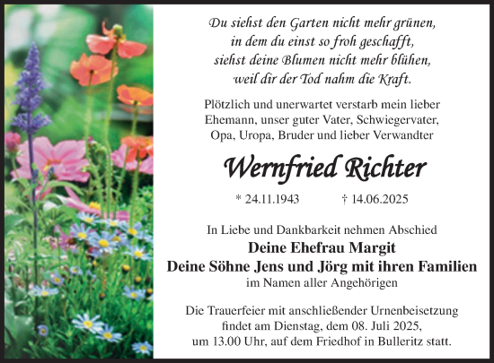 Traueranzeige von Wernfried Richter von WochenKurier