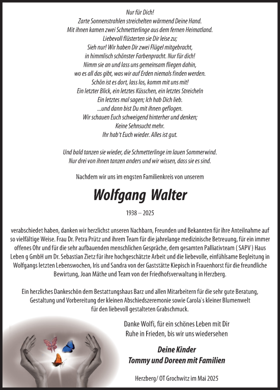 Traueranzeige von Wolfgang Walter von WochenKurier