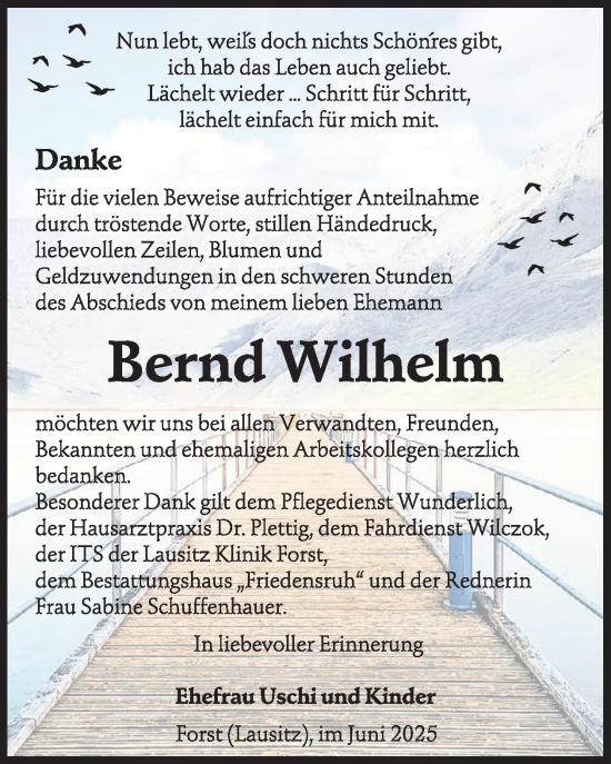 Traueranzeige von Bernd Wilhelm von WochenKurier
