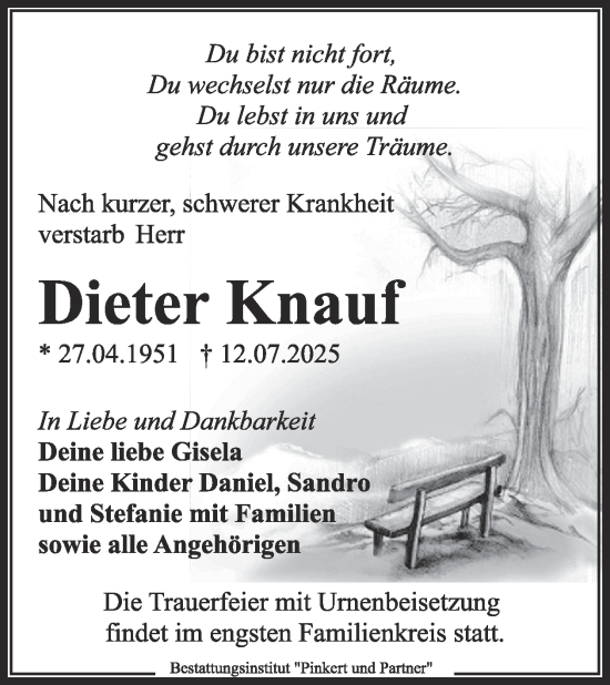 Traueranzeige von Dieter Knauf von WochenKurier