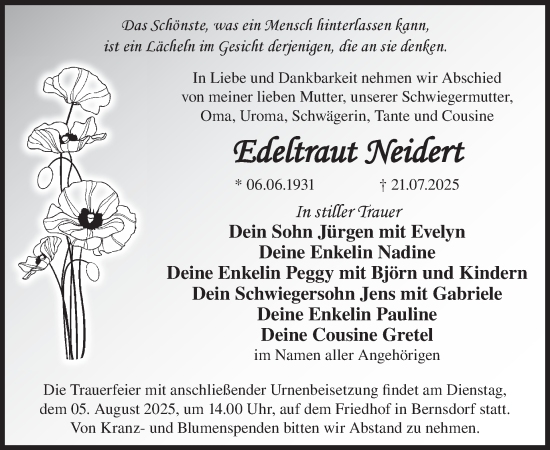 Traueranzeige von Edeltraut Neidert von WochenKurier