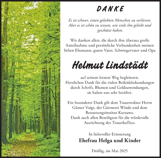 Traueranzeige von Helmut Lindstädt von WochenKurier