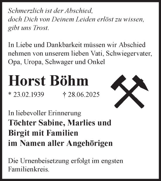Traueranzeige von Horst Böhm von WochenKurier