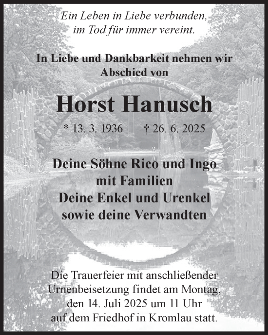 Traueranzeige von Horst Hanusch von WochenKurier