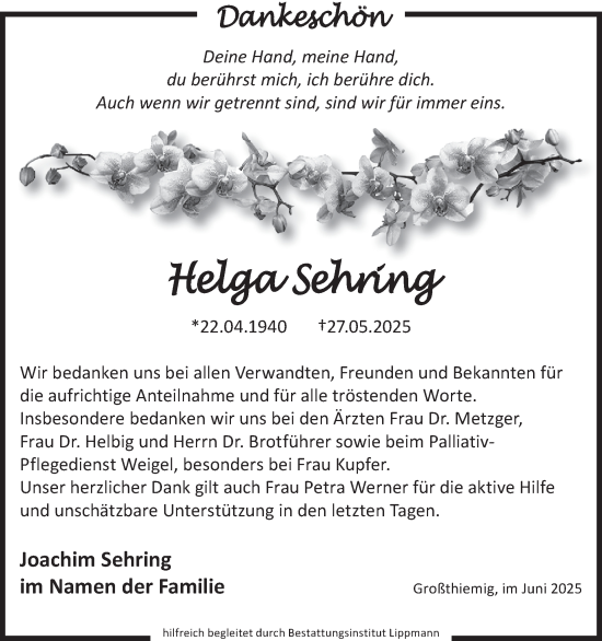 Traueranzeige von Joachim Sehring von WochenKurier