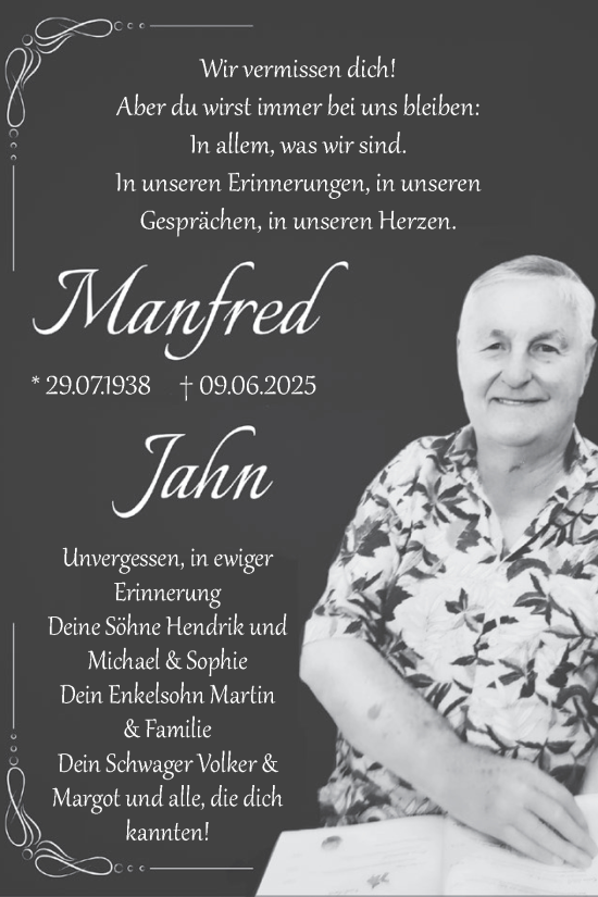 Traueranzeige von Manfred Jahn von WochenKurier
