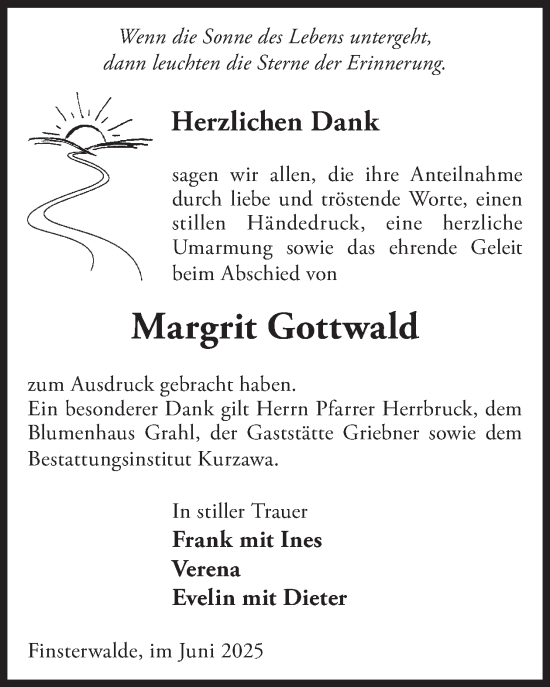 Traueranzeige von Margrit Gottwald von WochenKurier
