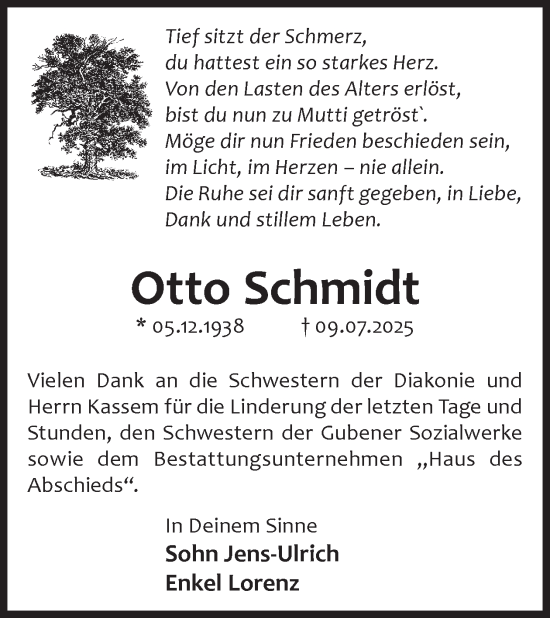 Traueranzeige von Otto Schmidt von WochenKurier