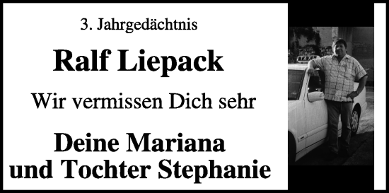 Traueranzeige von Ralf Liepack von WochenKurier